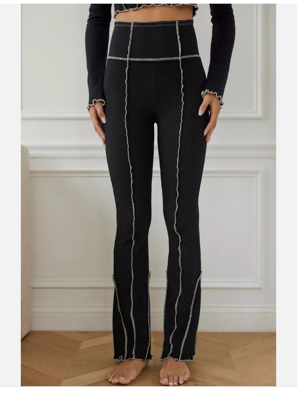UO Out From Under Bella Thermal High-Waisted Flare Pants